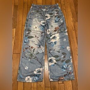 Assorted Amazon Brand Trendy Floral Print Wide Leg Chic Jeans